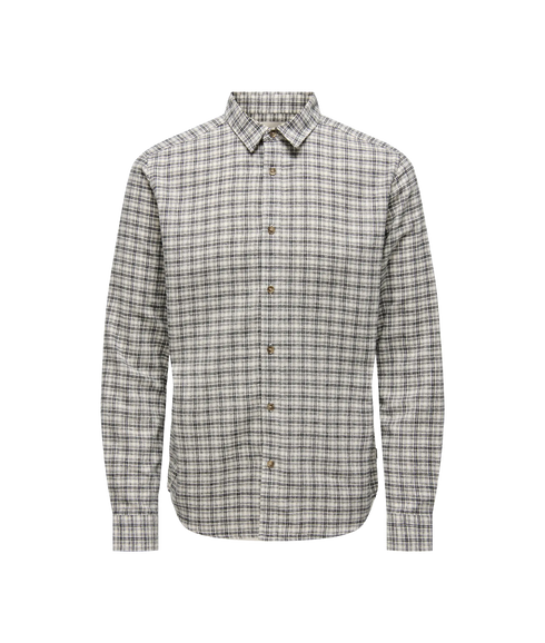 Gudmund Ls Checked Shirt - Egret Jet Black