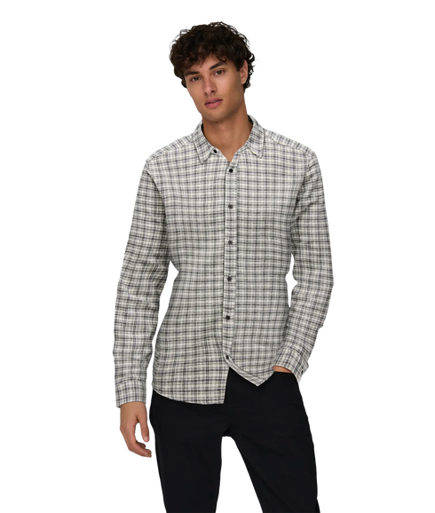 Gudmund Ls Checked Shirt - Egret Jet Black