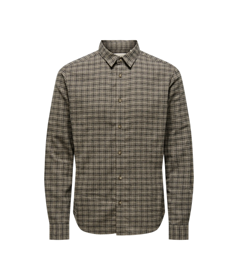 Gudmund Ls Checked Shirt - Walnut Jet Black
