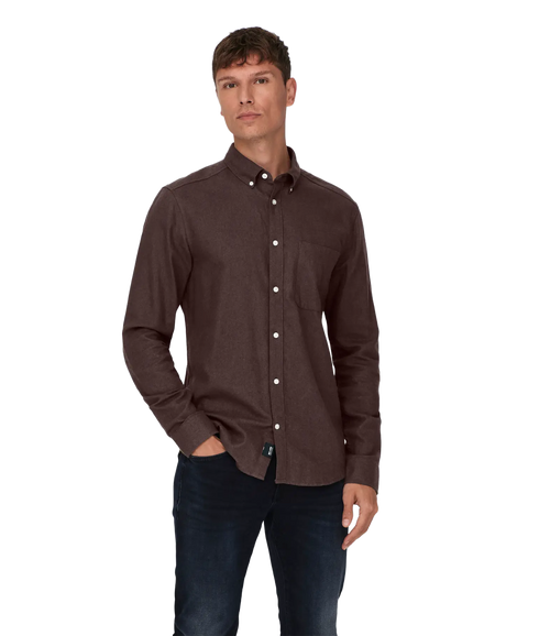 Gudmund Slim 1-Pkt Solid Shirt Noos - Coffee Bean