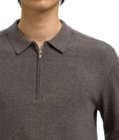 Berg Ls Half Zip Polo - Morel Twist