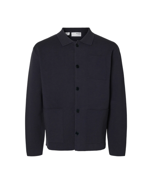 Mike Light Ls Knit Relaxed Polo Cardi - Sky Captain