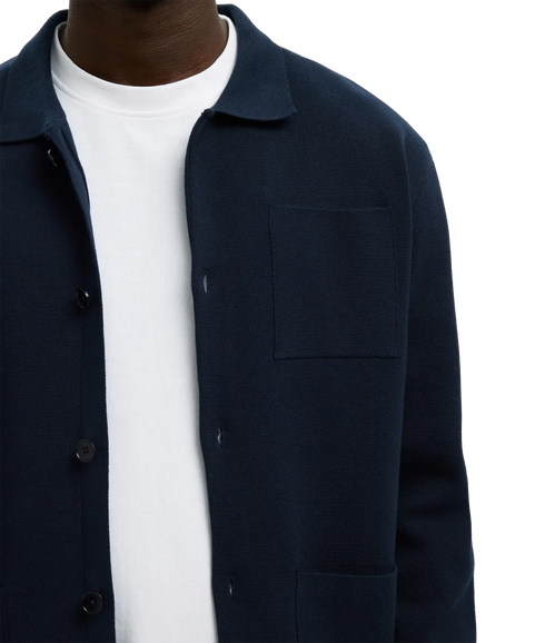 Mike Light Ls Knit Relaxed Polo Cardi - Sky Captain