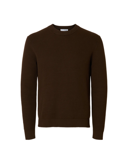 Dane Ls Knit Structure Crew Neck - Demitasse