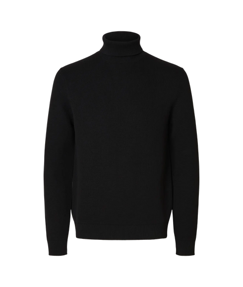 Dane Ls Knit Structure Roll Neck - Black