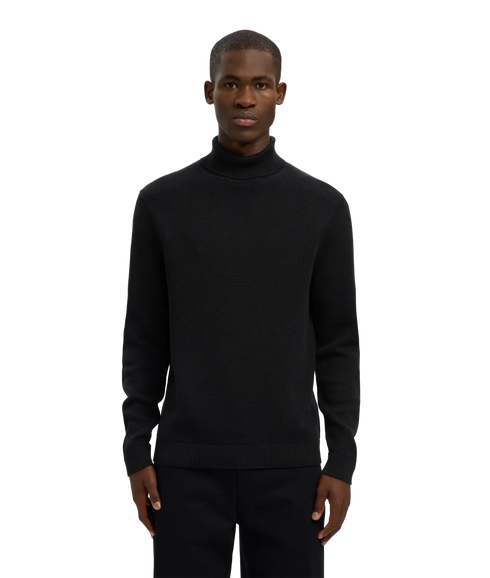 Dane Ls Knit Structure Roll Neck - Black