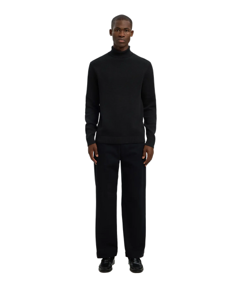 Dane Ls Knit Structure Roll Neck - Black
