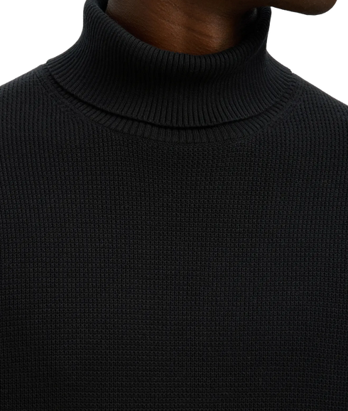 Dane Ls Knit Structure Roll Neck - Black