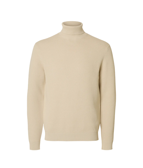 Dane Ls Knit Structure Roll Neck - Cream