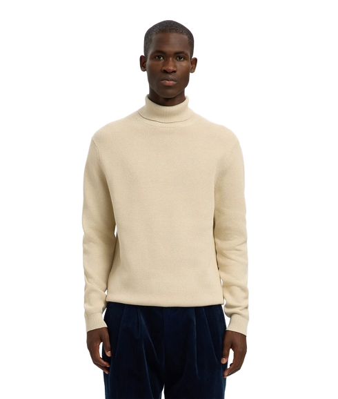 Dane Ls Knit Structure Roll Neck - Cream