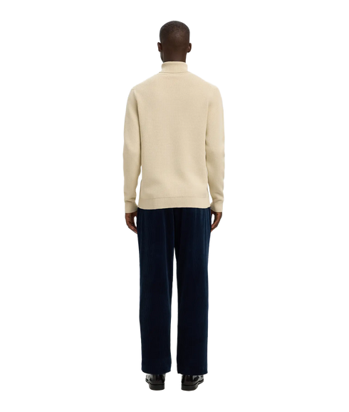 Dane Ls Knit Structure Roll Neck - Cream