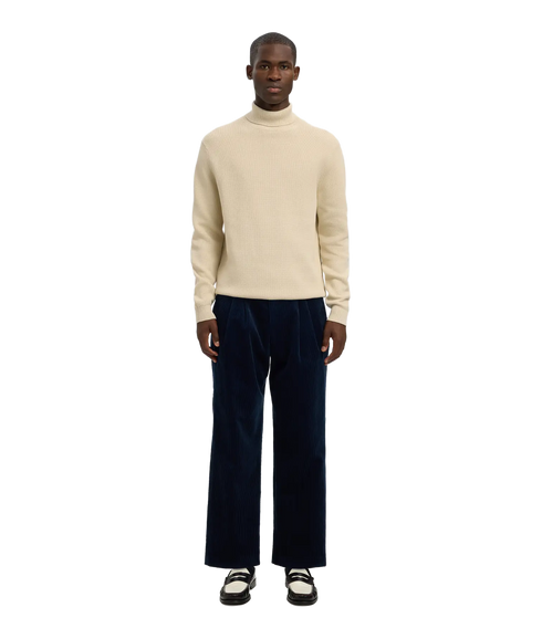 Dane Ls Knit Structure Roll Neck - Cream