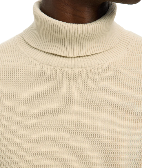 Dane Ls Knit Structure Roll Neck - Cream