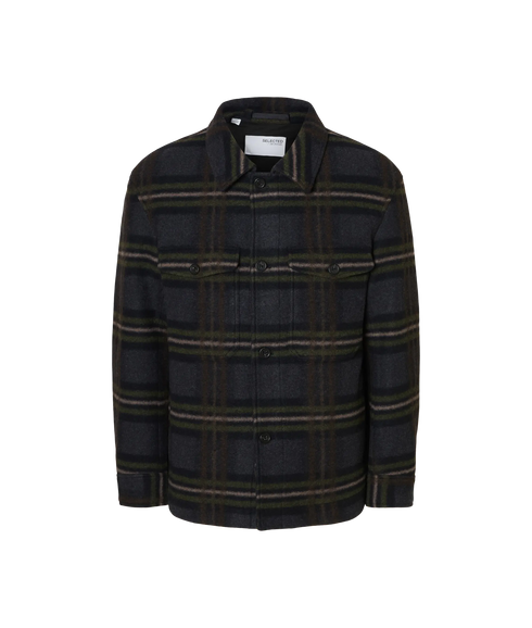 Mitch Wool Blend Shacket - Sky Captain Check