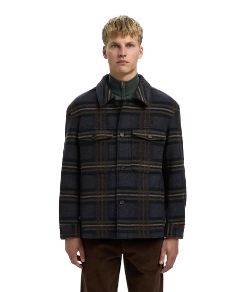Mitch Wool Blend Shacket - Sky Captain Check