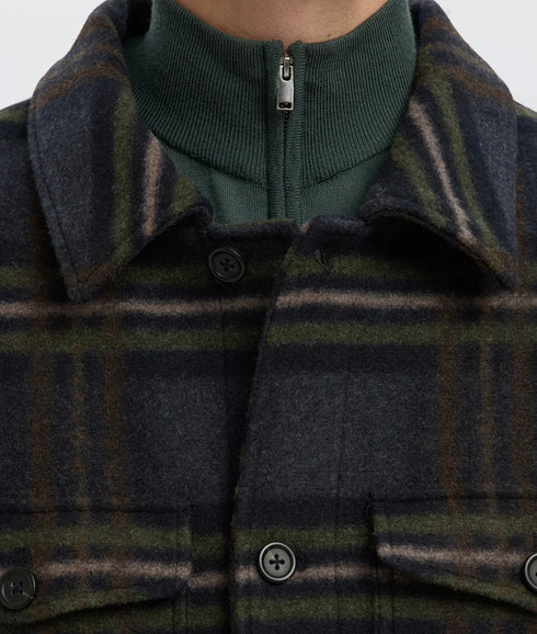 Mitch Wool Blend Shacket - Sky Captain Check