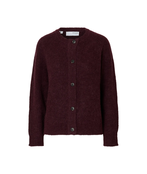Lulu Ls Knit Short Cardigan - Fig Melange