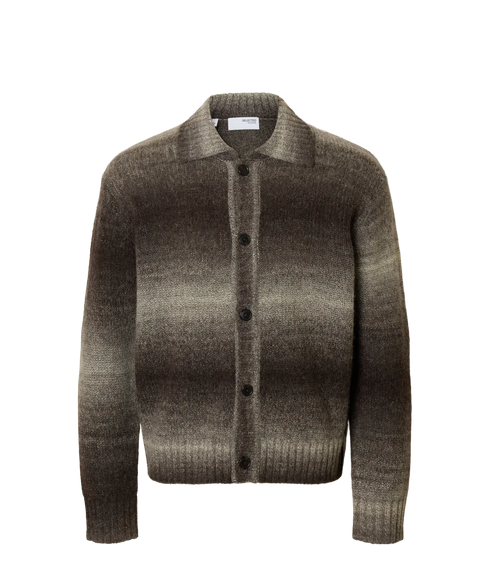 Gaard Ls Knit Relaxed Polo Cardigan - Delicioso Angora