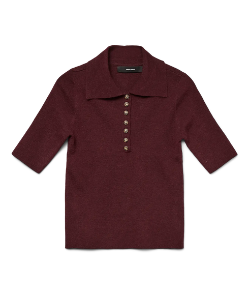 Marina 2/4 Poloneck Pullover - Winetasting Melange