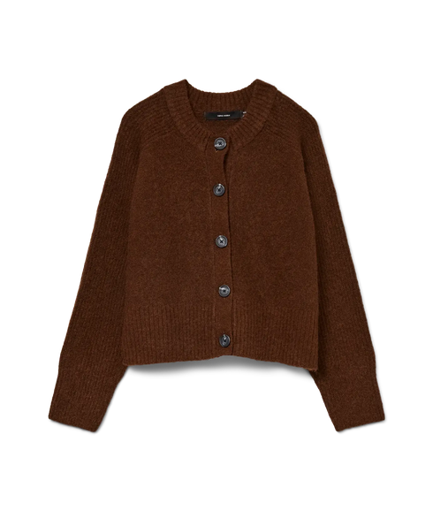 Bang Ls O-Neck Short Cardigan Boo - Emperador Melange