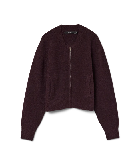 Hanna Ls O-Neck Zipper Cardigan Boo - Winetasting