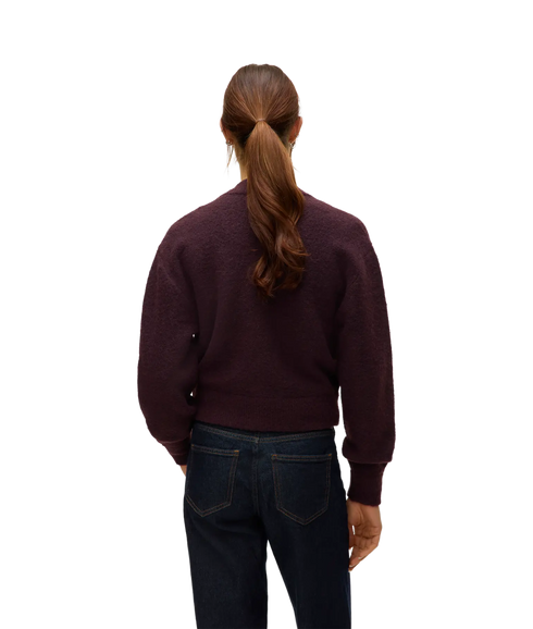 Hanna Ls O-Neck Zipper Cardigan Boo - Winetasting