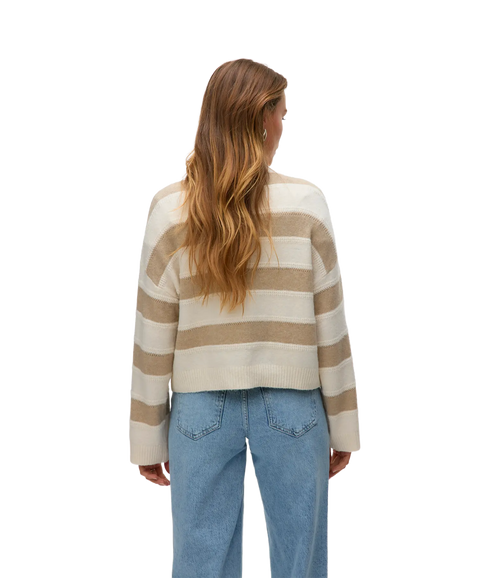 Inez Ls Highneck Short Pullover Boo - Birch/Silver Mink