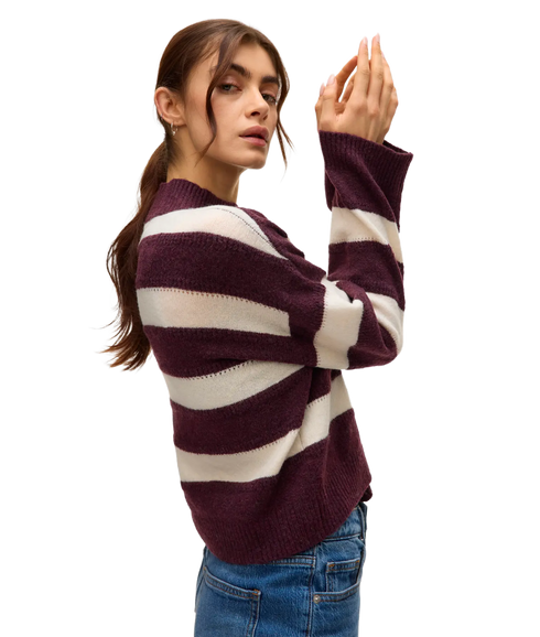 Inez Ls Highneck Short Pullover Boo - Winetasting/Birch