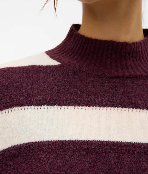 Inez Ls Highneck Short Pullover Boo - Winetasting/Birch