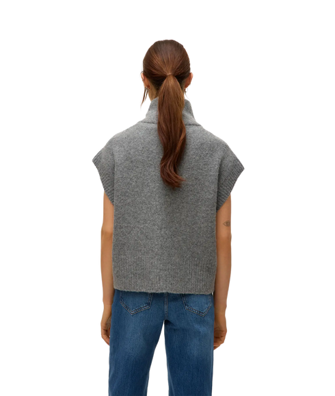 Bang Sl Highneck Zipper Vest Boo - Medium Grey Melange