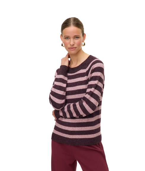 Doffy Ls O-Neck Blouse Ga - Winetasting/Rose Brown