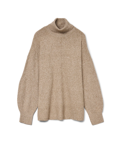 Doffy Ls Roll Neck Pullover - Sepia Tint Birch Melange
