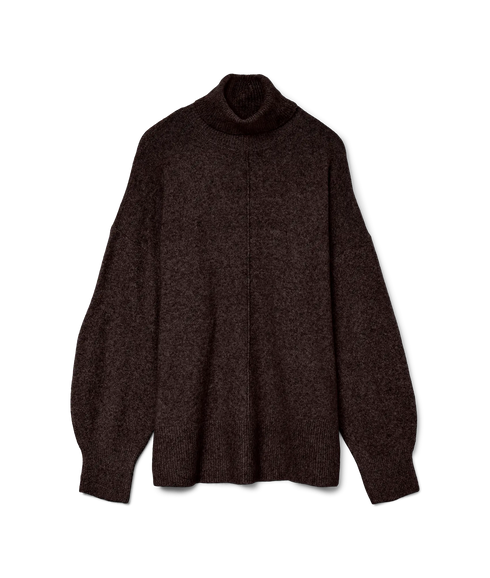 Doffy Ls Roll Neck Pullover - Chocolate Torte Black Melange