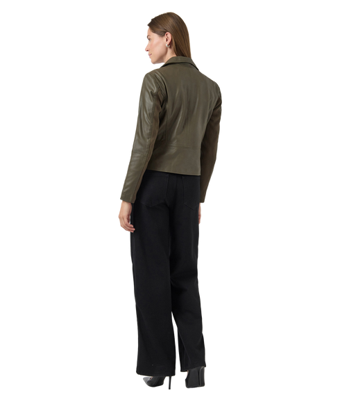Sophie Leather Jacket - Dark Olive