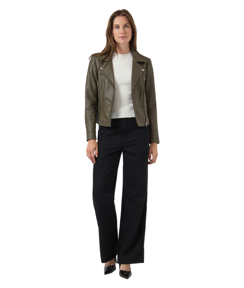 Sophie Leather Jacket - Dark Olive