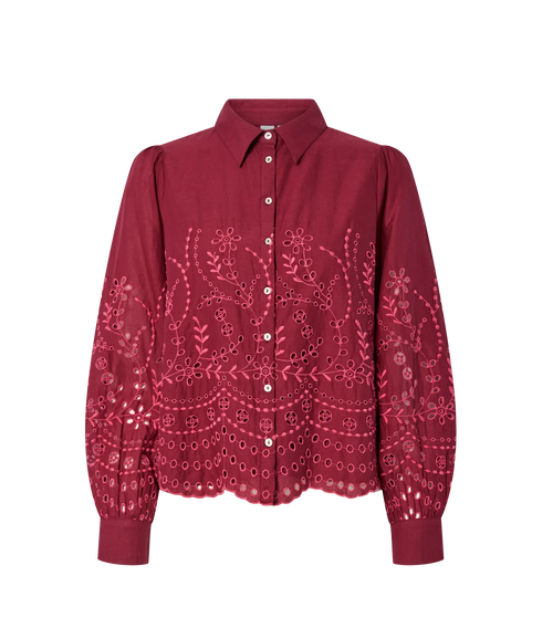 Luma Ls Shirt S. - Tibetan Red Rethink Pink Stitching