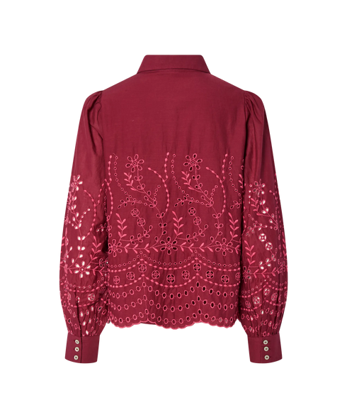 Luma Ls Shirt S. - Tibetan Red Rethink Pink Stitching