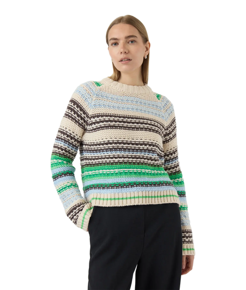 Bibi Ls Knit Pullover S. - Clear Sky Multicolour Stripes