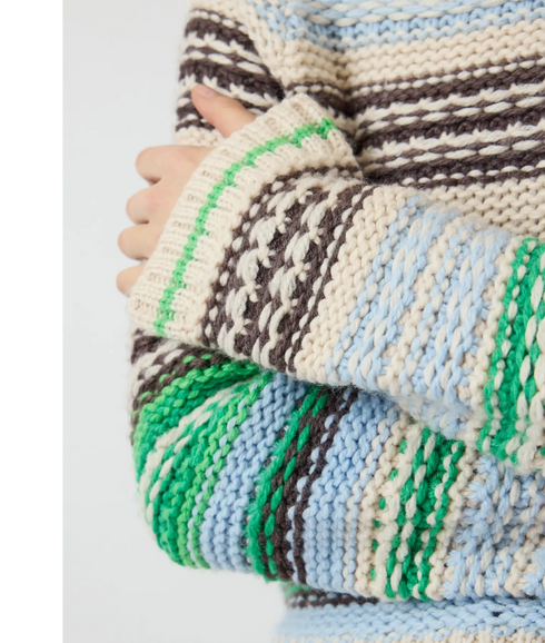 Bibi Ls Knit Pullover S. - Clear Sky Multicolour Stripes