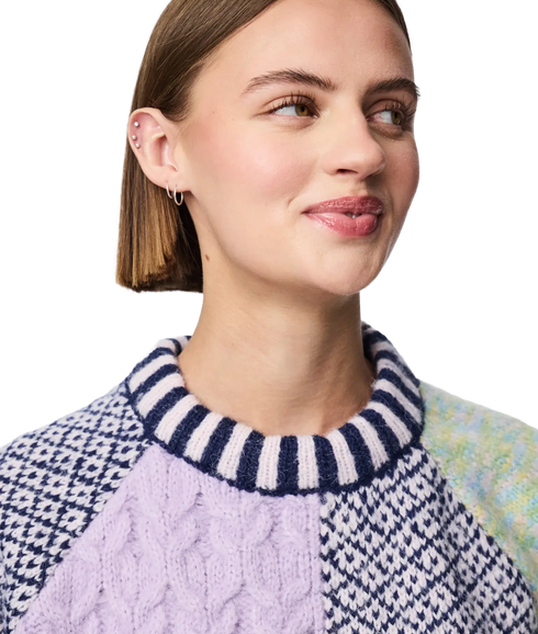 Remix Ls High Neck Knit Bc - Birch Design 1B