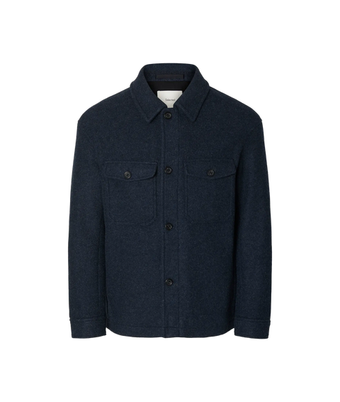 Mitch Wool Blend Shacket - Blue
