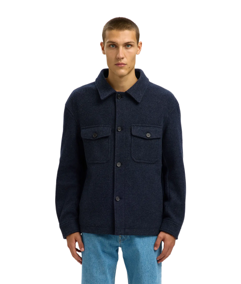 Mitch Wool Blend Shacket - Blue