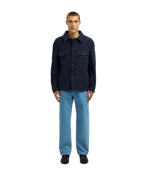 Mitch Wool Blend Shacket - Blue