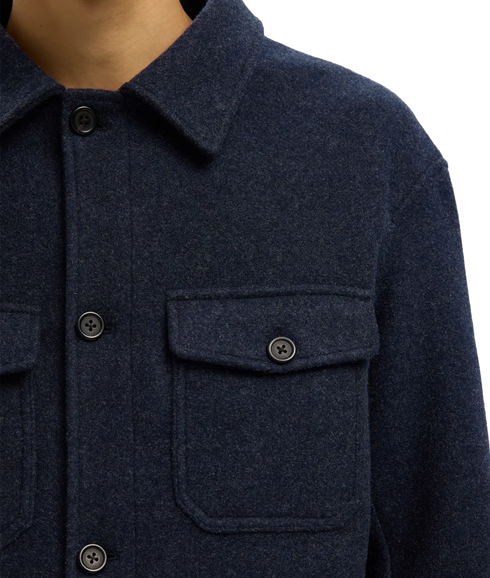 Mitch Wool Blend Shacket - Blue