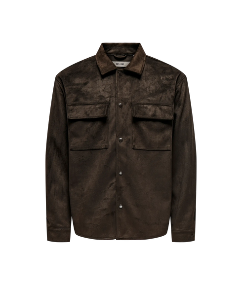 Ravi Fake Suede Shacket - Chocolate Torte