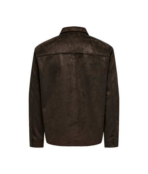 Ravi Fake Suede Shacket - Chocolate Torte