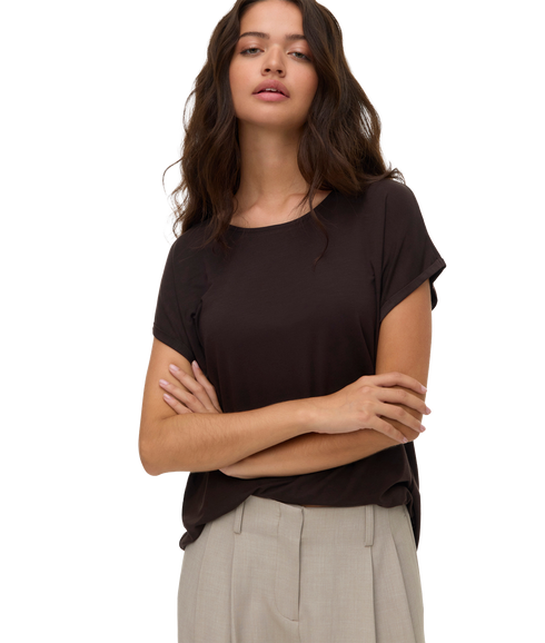 Ava Plain SS Top - Brown