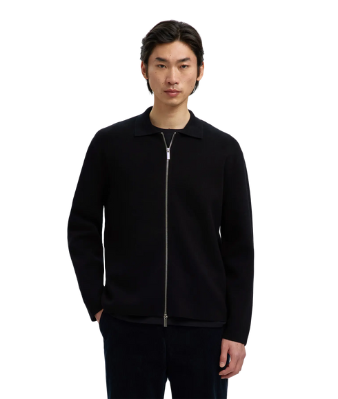 Mike Light Ls Knit Full Zip Cardigan - Black