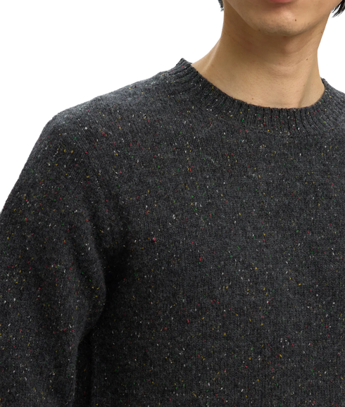 Neil Ls Knit Neps Crew Neck - Dark Grey Melange Neps