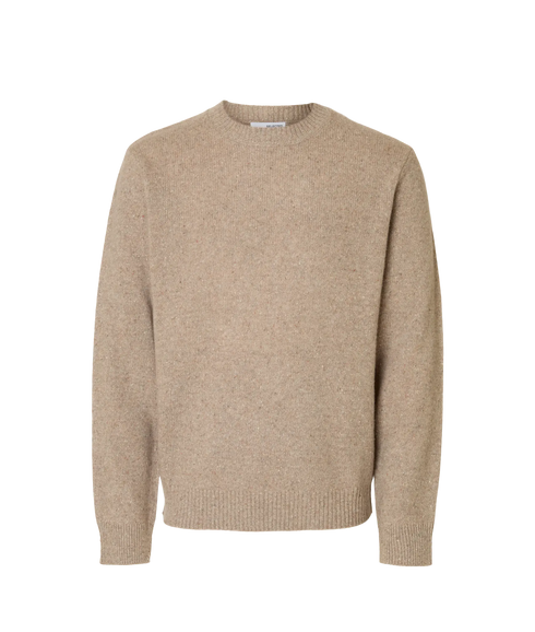 Neil Ls Knit Neps Crew Neck - Beige